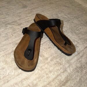 Birkenstock Black and Brown Thong Sandals